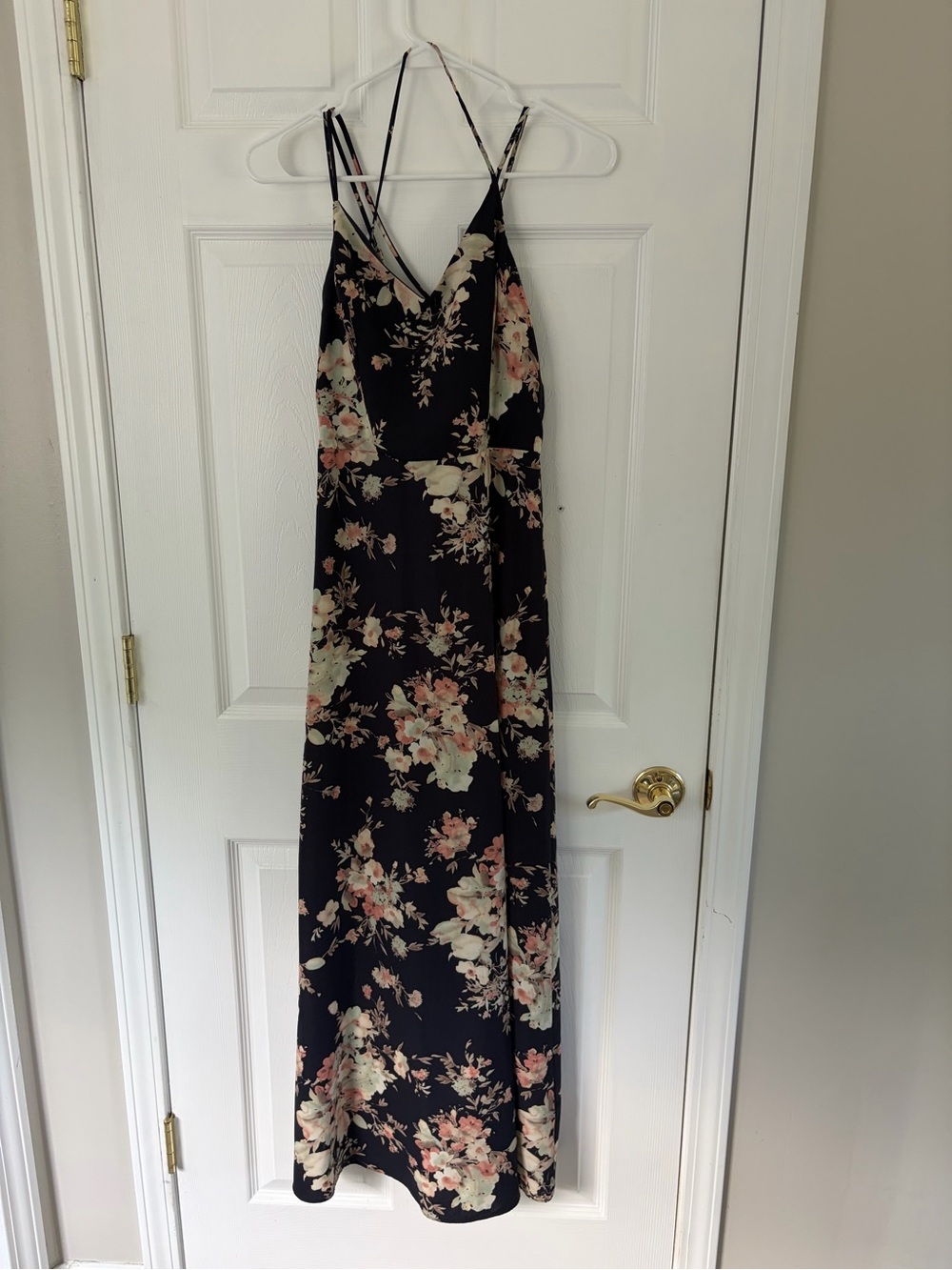 Soprano Navy Maxi Dress with Pink & Cream Floral Print